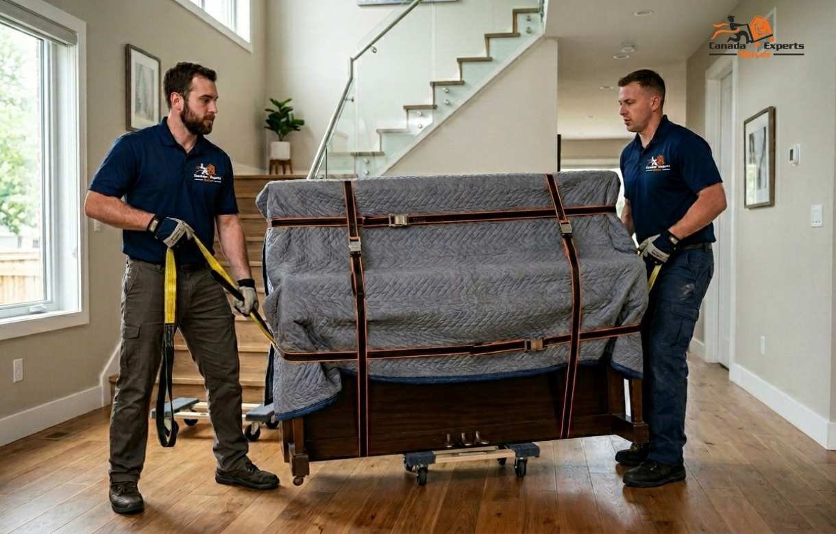 Professional piano movers Ajax to Toronto safely transporting a grand piano