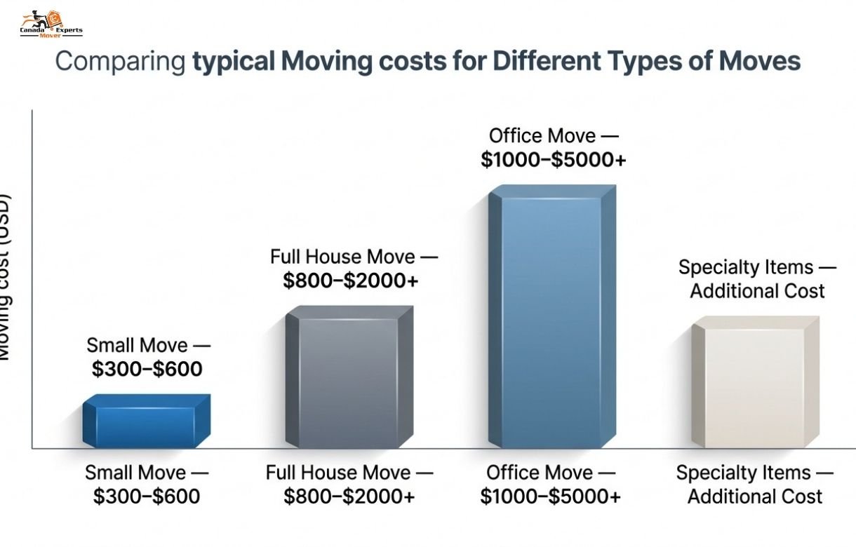 Bar chart showing estimated cost of moving from Toronto to Mississauga